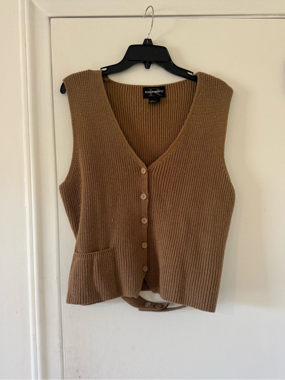 Requirements Brown Knit Button-Up Vest